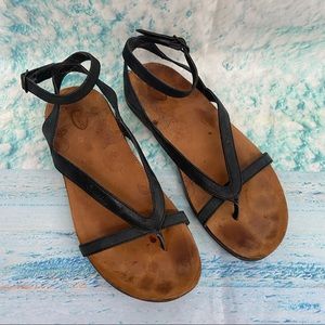 Chaco W 8 black thin ankle strap leather sandal